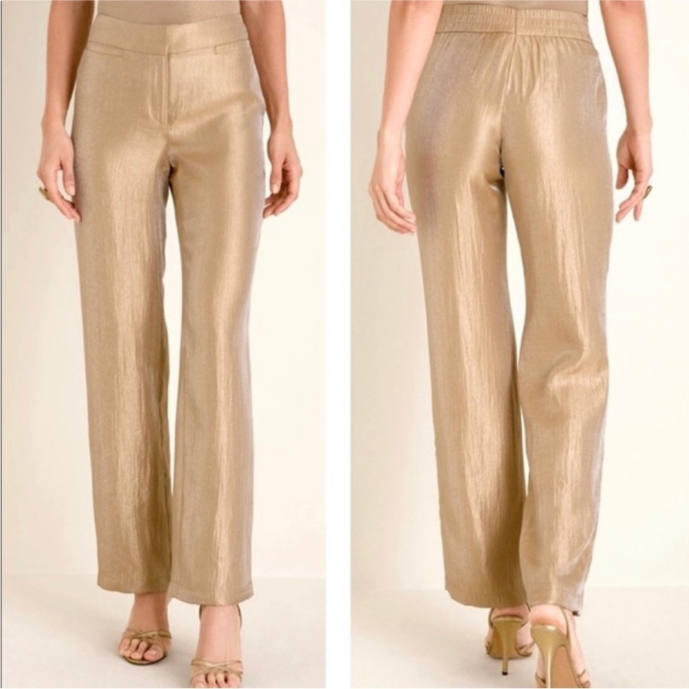 Chico's Travelers Shiny Gold Women's Trousers